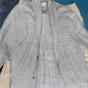 Elegant Gray Men's Cardigan Sweater